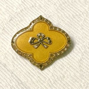 Catherine Popesco France‎ Art Deco Yellow Enamel Rhinestone Pin Brooch Vintage